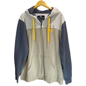 Fly Racing Mens Large Zip Up Hoodie Colorblock Fleece Sweatshirt Moto Streetwear